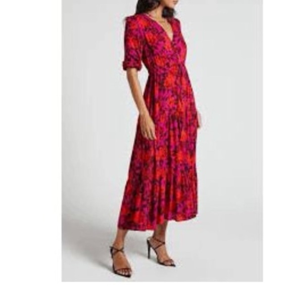 Abel The Label Midi Ruffle Floral Short Sleeve Dress Size S - Picture 1 of 16